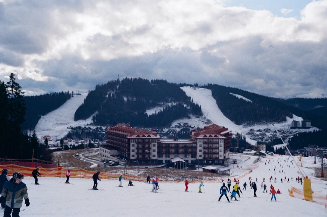 crowded ski resort